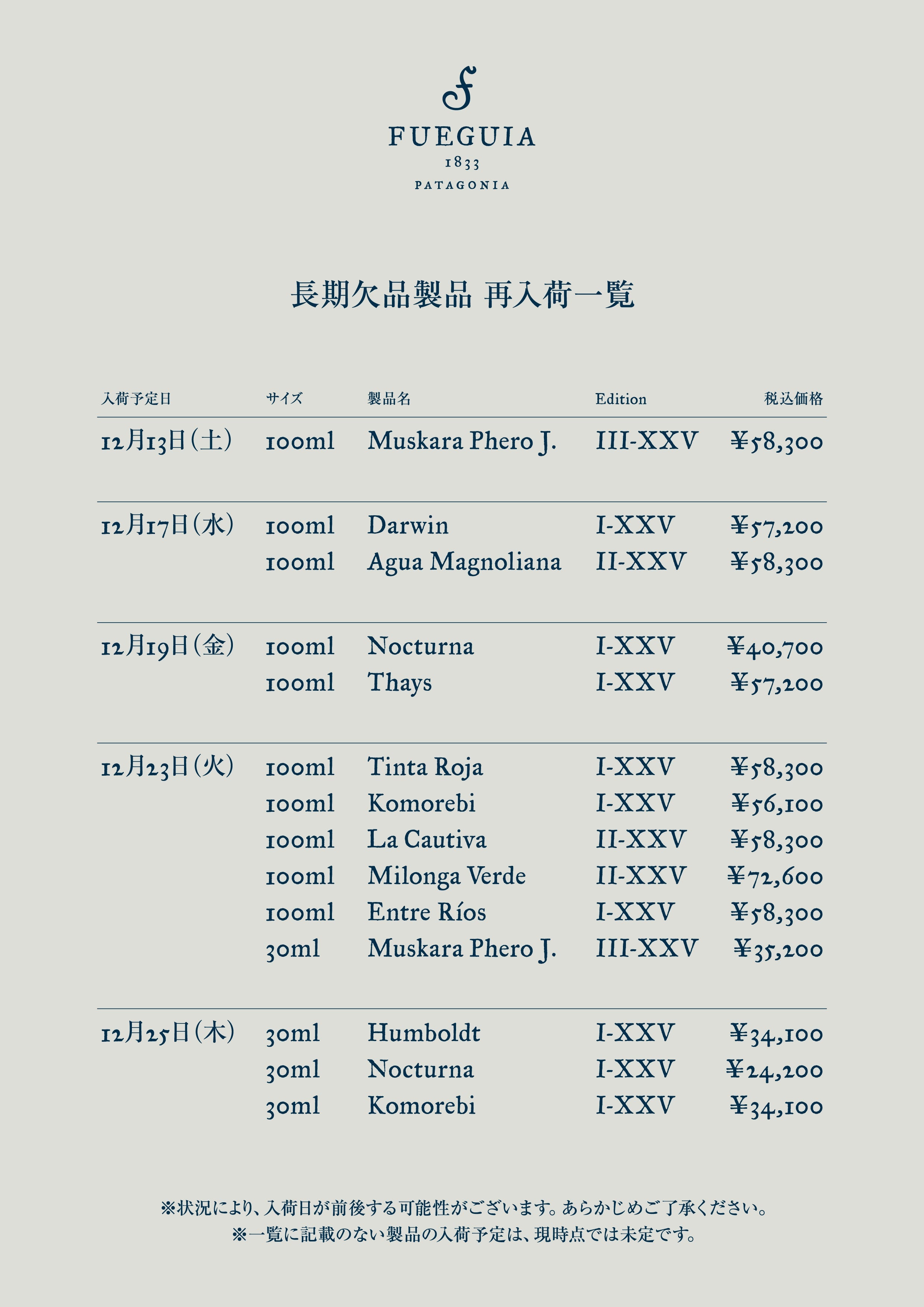 News – FUEGUIA 1833 Japan Online